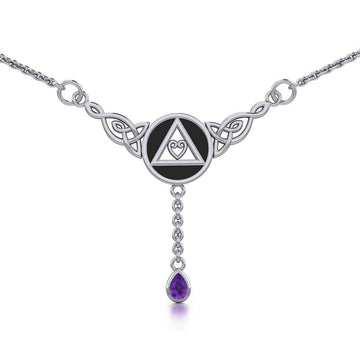AA Recovery Heart with Celtic Silver Necklace TNC044 - Jewelry